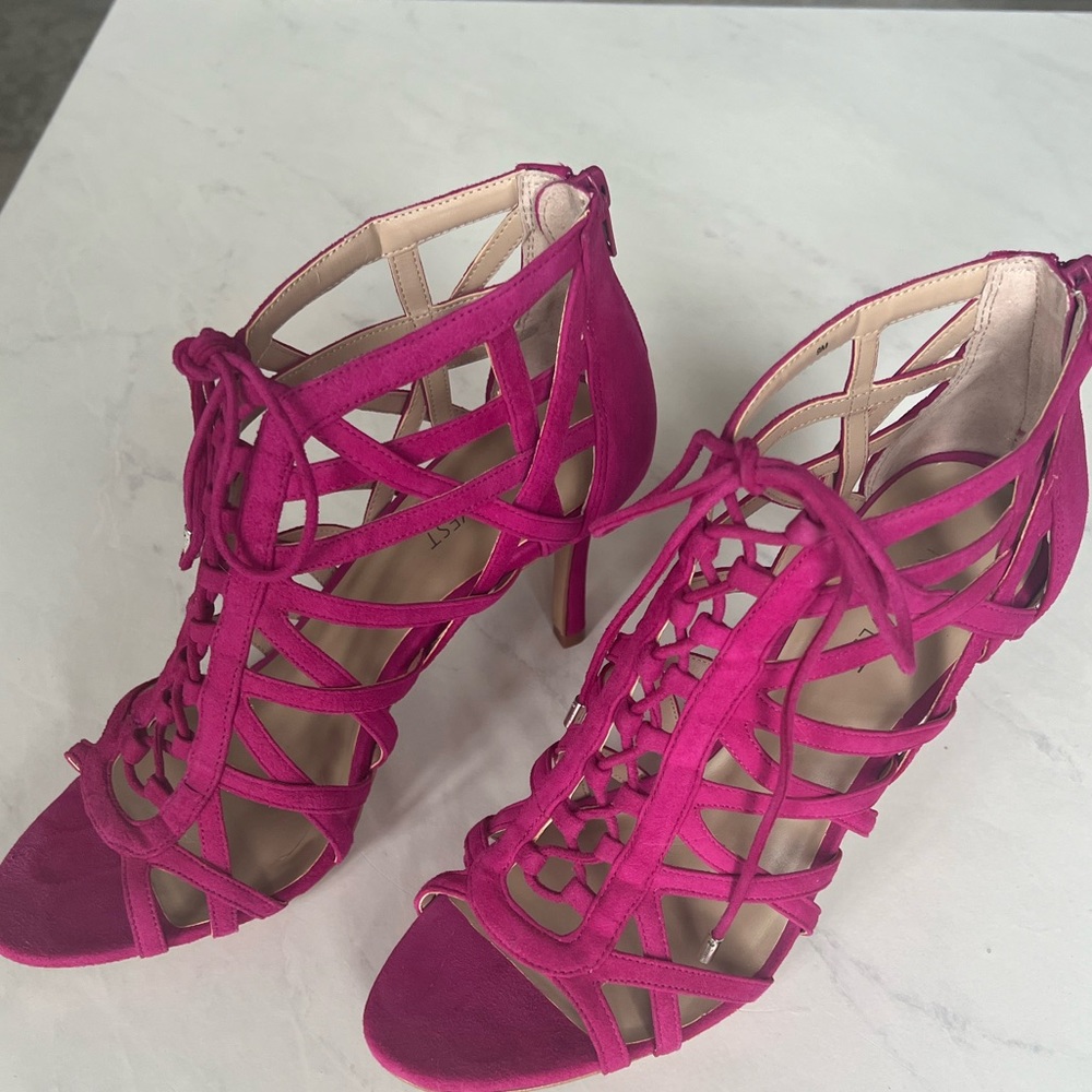 Nine West Pink Suede Lace-up Heel